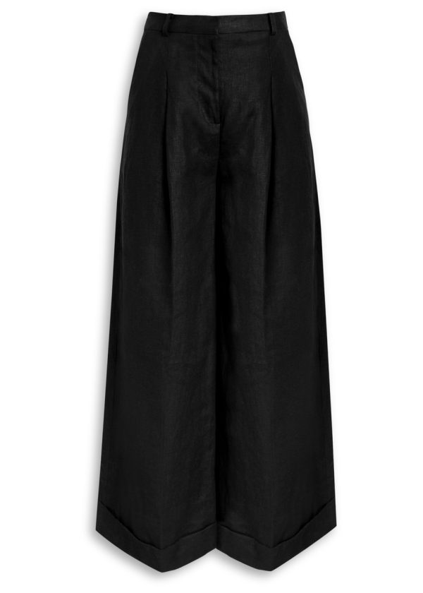Faithfull The Brand Clove Wide-leg Linen Trousers - Black - S (UK8-10 / S)