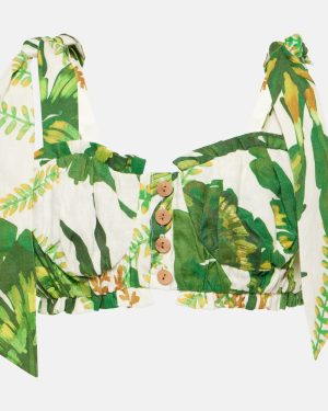Farm Rio Floral linen bra top