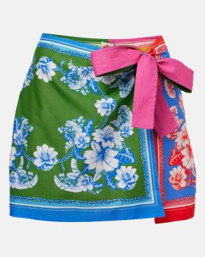 Farm Rio Mixed Scarves Floral Elegance cotton wrap skirt