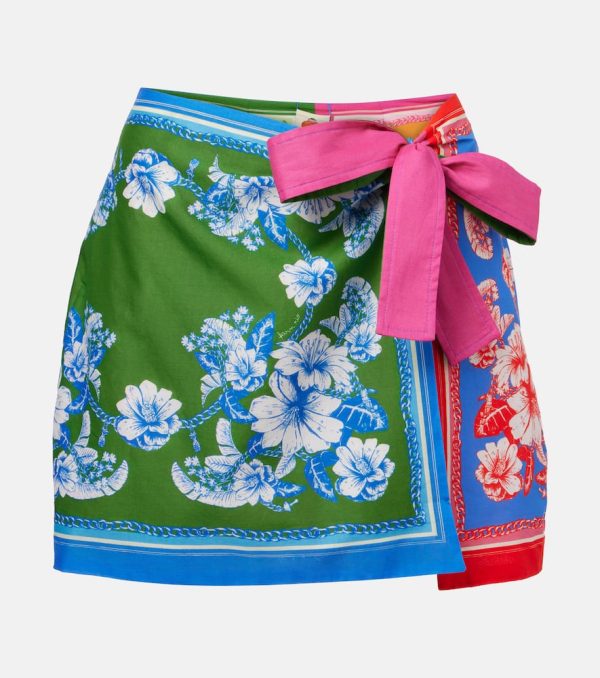 Farm Rio Mixed Scarves Floral Elegance cotton wrap skirt
