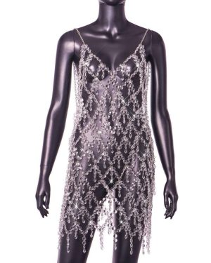 Fashion 2025 22 New Sexy Gem Splicing Halter Dress 2