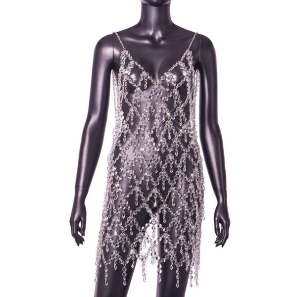 Fashion 2025 22 New Sexy Gem Splicing Halter Dress 2