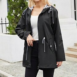 Fashionable Thin Waterproof Fabric Jacket Women's Outdoor Windbreaker Women's Outdoor Solid Color Casual Wear
