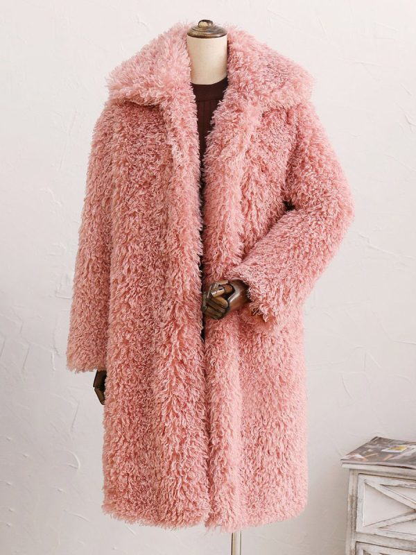 Faux Fur Coat Turndown Collar Eco-friendly Long Jacket For Women 2025