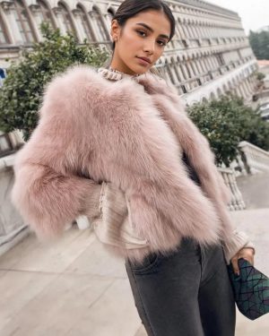 Faux Fur Coats For Women Long Sleeves Jewel Neck Hunter Green Casual Women Short Coat