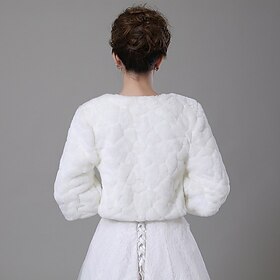 Faux Fur White Coats / Jackets Wedding / Party Evening Fur Wraps / Fur Coats With Smooth / Fur
