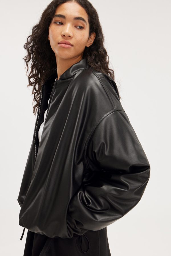 Faux Leather Bomber Jacket