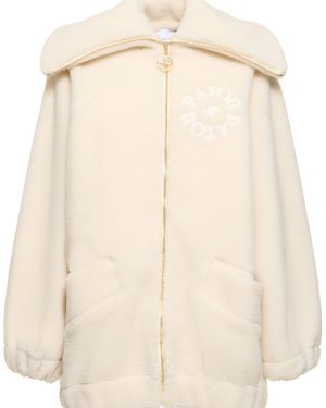Faux Shearling Oversize Zip Bomber Coat