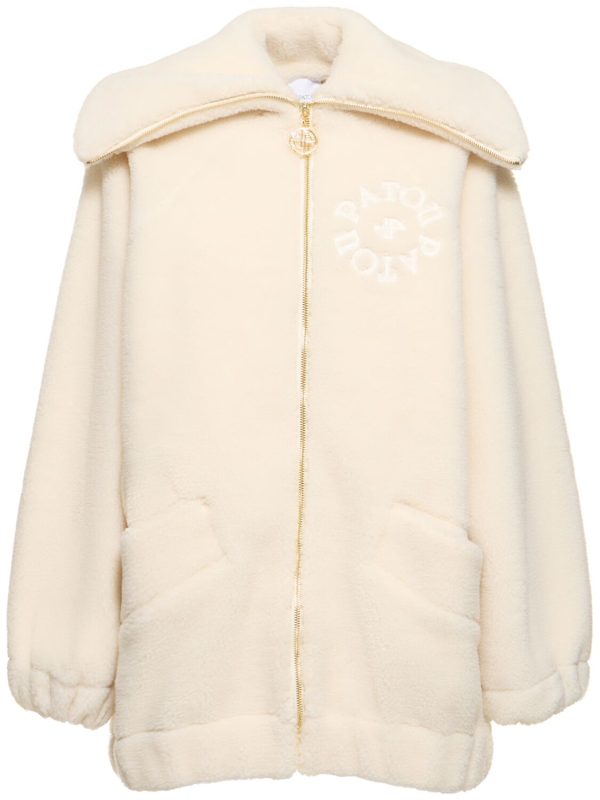 Faux Shearling Oversize Zip Bomber Coat