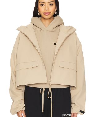 Fear of God ESSENTIALS Hooded Anorak in Beige. Size M, S.