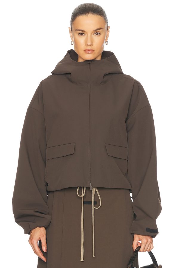 Fear of God ESSENTIALS Hooded Anorak in Brown - Brown. Size L (also in M, XS).