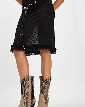 Feather Heel Boots by Free People in Beige Suede/Snake, Size: US 7