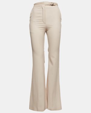 Fendi Beige Wool High Waist Flared Trousers S