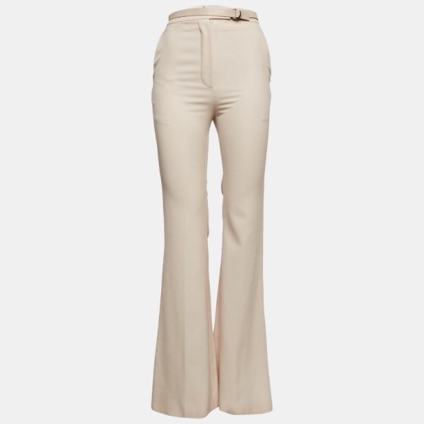 Fendi Beige Wool High Waist Flared Trousers S