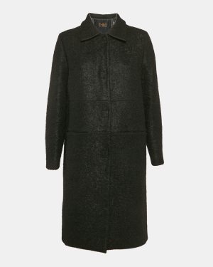 Fendi Black Shearling Velcro Closure Mid-Length Coat M