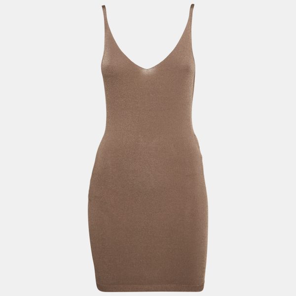 Fendi Brown Stretch Knit Mini Slip Dress M