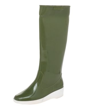 Fendi Green Rubber Wedge Rain Boots Size 36