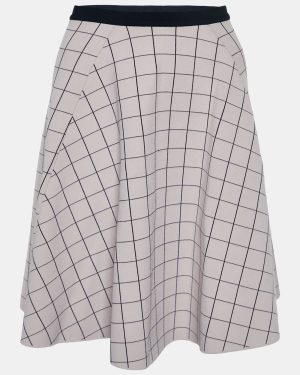 Fendi Pink Square Patterned Knit Skater Mini Skirt M