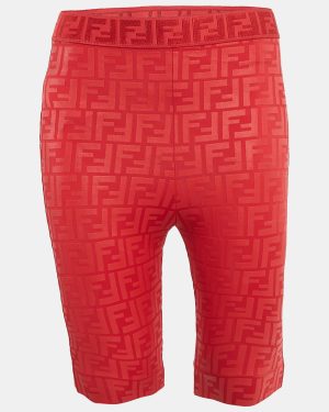 Fendi Red Zucca Print Jersey Biker Shorts S