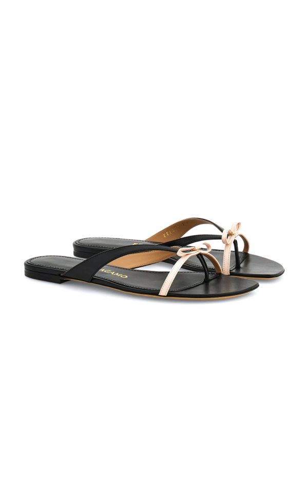 Ferragamo - Abibi Leather Sandals - Black - US 6.5 - Moda Operandi