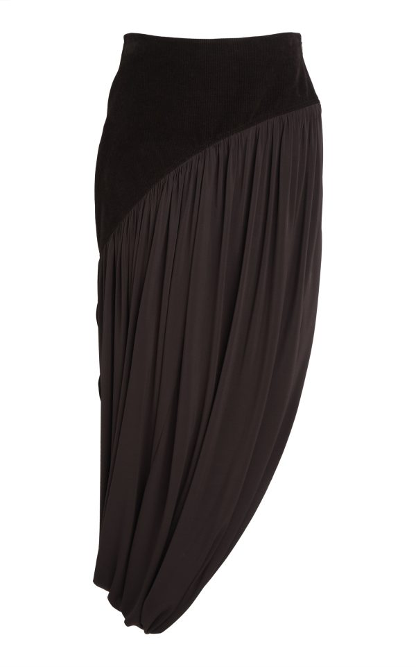 Ferragamo - Asymmetric Cotton-Blend Midi Skirt - Brown - IT 38 - Moda Operandi