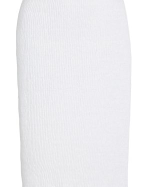 Ferragamo - Crinkled-Knit Linen-Blend Pencil Skirt - White - S - Moda Operandi