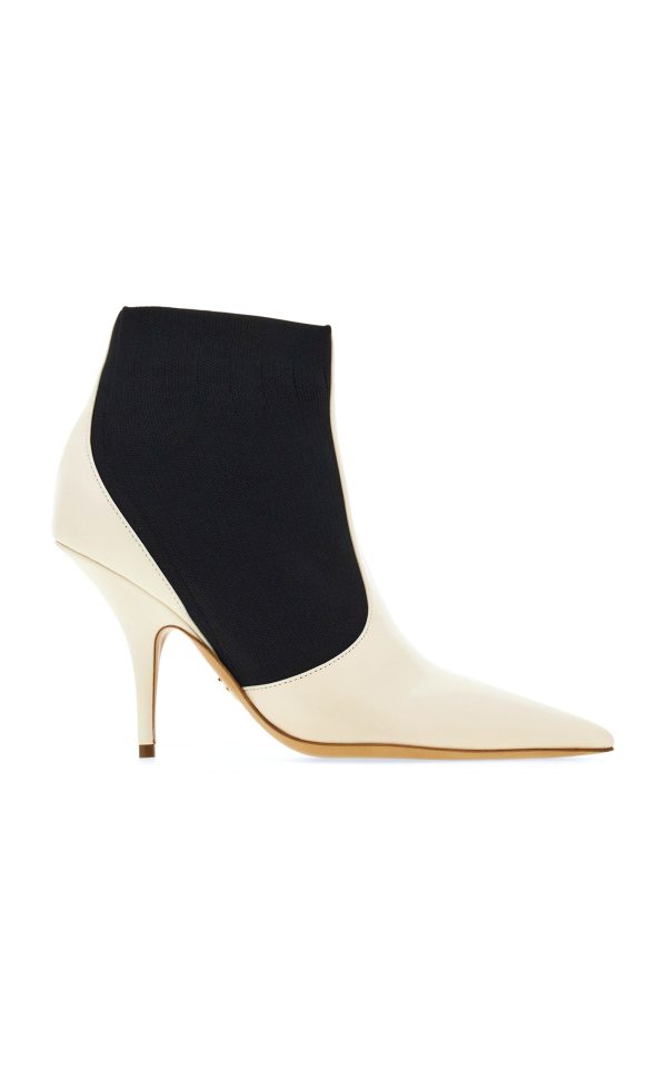 Ferragamo - Fixie Stretch-Knit Suede Ankle Boots - Black/white - IT 39.5 - Moda Operandi