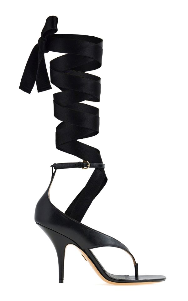 Ferragamo - Leliu Leather Thong Sandals - Black - US 9.5 - Moda Operandi