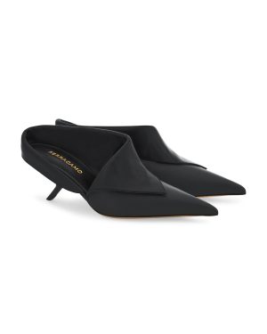 Ferragamo - Littyn Leather Mules - Black - US 7 - Moda Operandi
