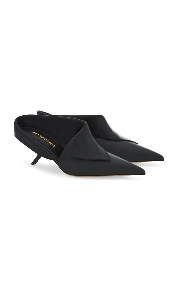 Ferragamo - Littyn Leather Mules - Black - US 7 - Moda Operandi