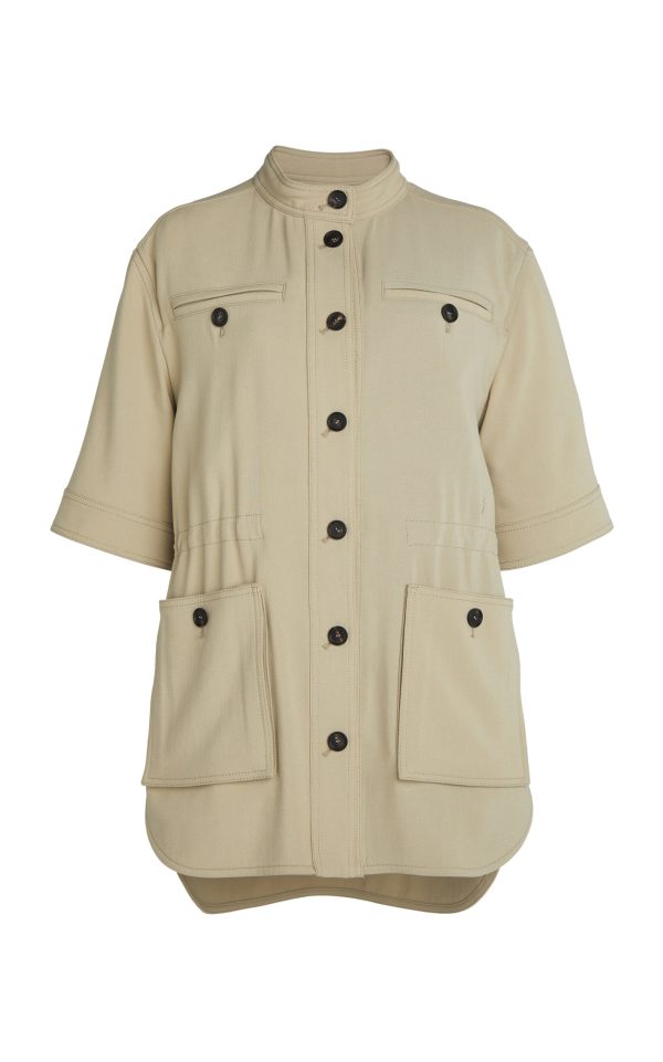 Ferragamo - Longline Cotton-Blend Utility Jacket - Tan - IT 40 - Moda Operandi