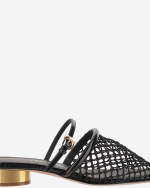 Ferragamo Mesh And Leather Mules