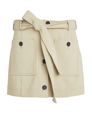 Ferragamo - Panelled Cotton-Blend Mini Skirt - Tan - IT 42 - Moda Operandi
