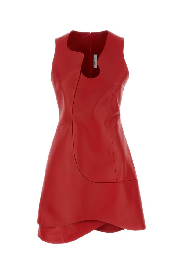 Ferragamo Red Leather Mini Dress