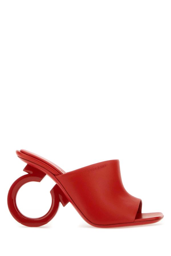 Ferragamo Red Nappa Leather Astro X5 Mules