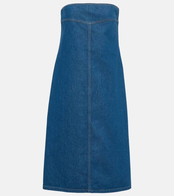 Ferragamo Strapless denim midi dress