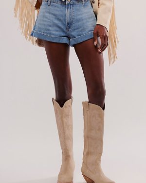 Finn Tall Western Boots by Jeffrey Campbell at Free People in Beige Suede, Size: US 7