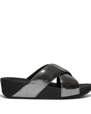 Fitflop Lulu Lustra Cross Sliders - Black