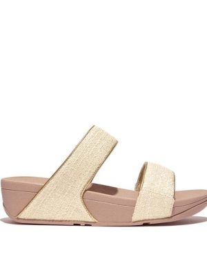 Fitflop Lulu Shimmerweave Sliders - Beige