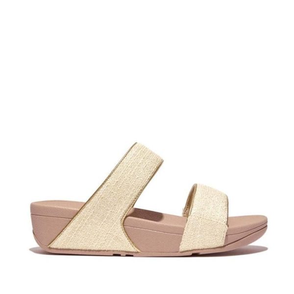 Fitflop Lulu Shimmerweave Sliders - Beige