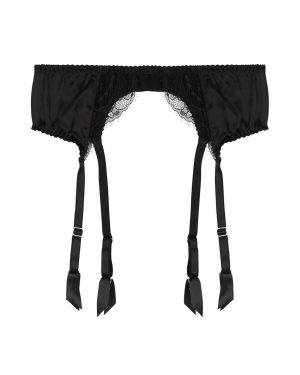 Fleur OF England Signature Silk-blend Suspender Belt - Black - M