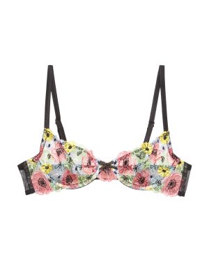 Fleur du Mal - Azalea Embroidered Bra - Black - 38D - Moda Operandi
