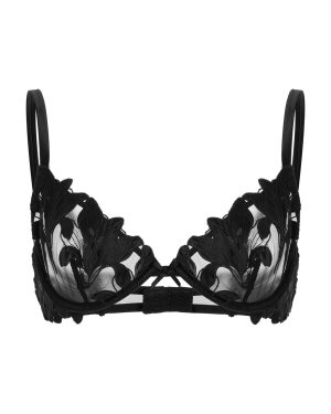 Fleur du Mal - Lily Plunge Demi Bra - Black - 34DD - Moda Operandi