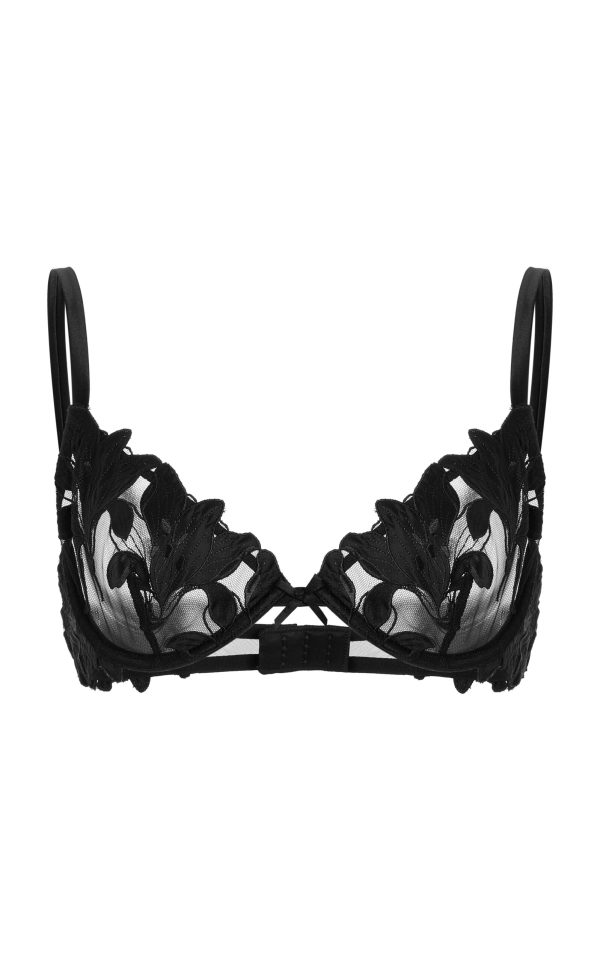 Fleur du Mal - Lily Plunge Demi Bra - Black - 34DD - Moda Operandi