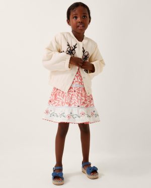 Floral Embroidered Bomber Jacket Ivory