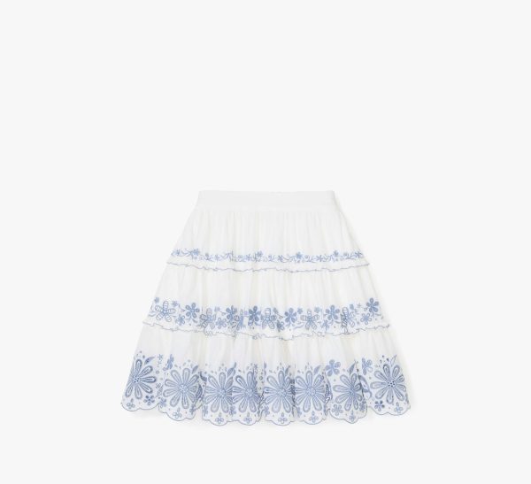 Floral Embroidered Tiered Mini Skirt