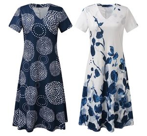 Floral Print Wrap Dress, White, M