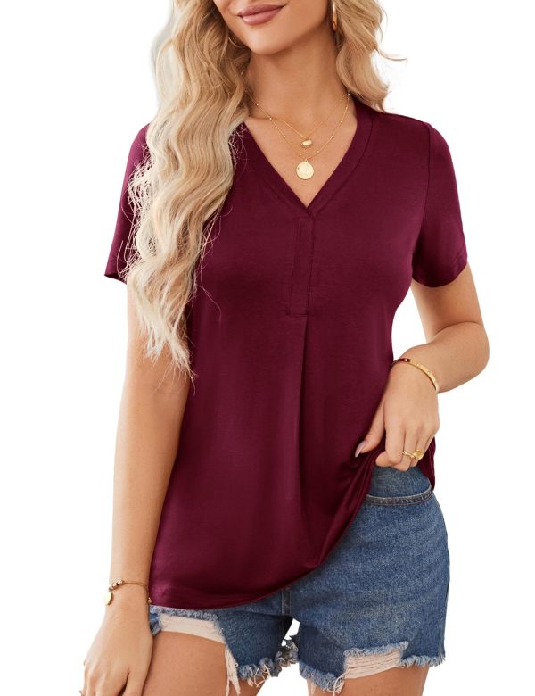Florboom Ladies Tops Summer Tunic Top Tshirts V Neck T Shirts, 12-14