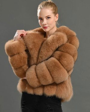 Fluffy Faux Fur Short Coat With Lapel Eco-friendly Winter Jacket For Women 2025