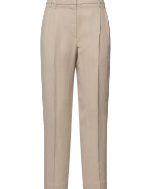 Fluid Linen Blend Twill Cropped Pants